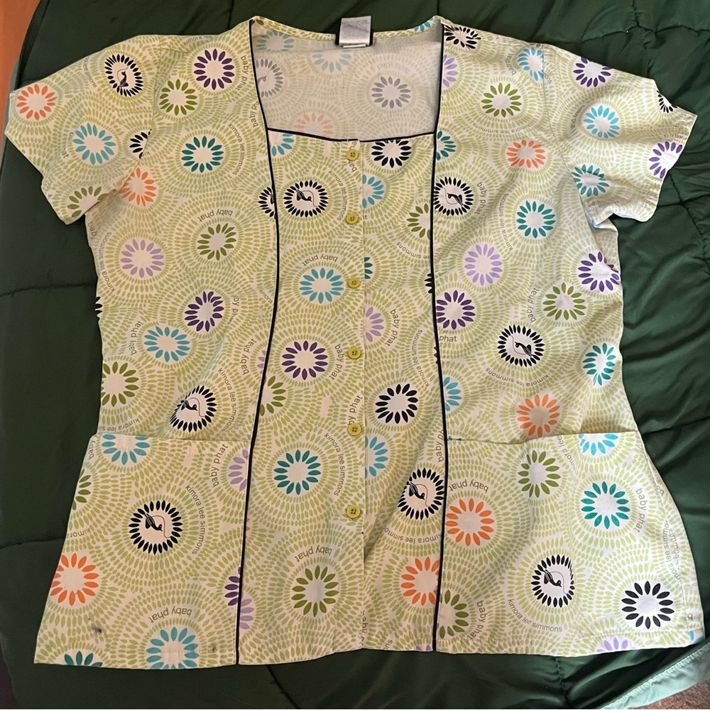 Baby phat brand large scrub top Floral Patterned